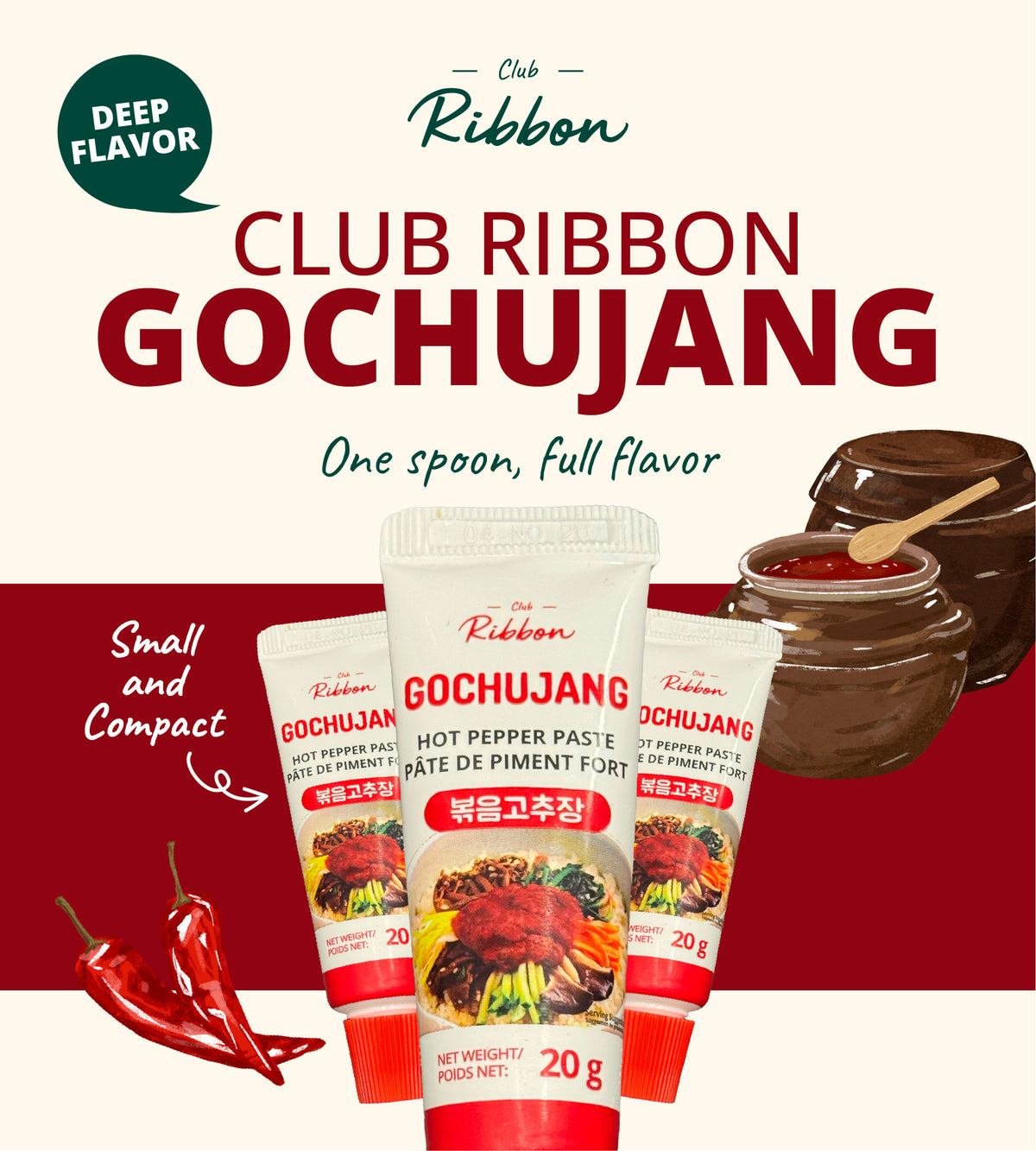 Pepper Ribbons Club Ribbon Mini Gochujang (Hot Pepper Paste for Bibimbap) – HYMS Trading
